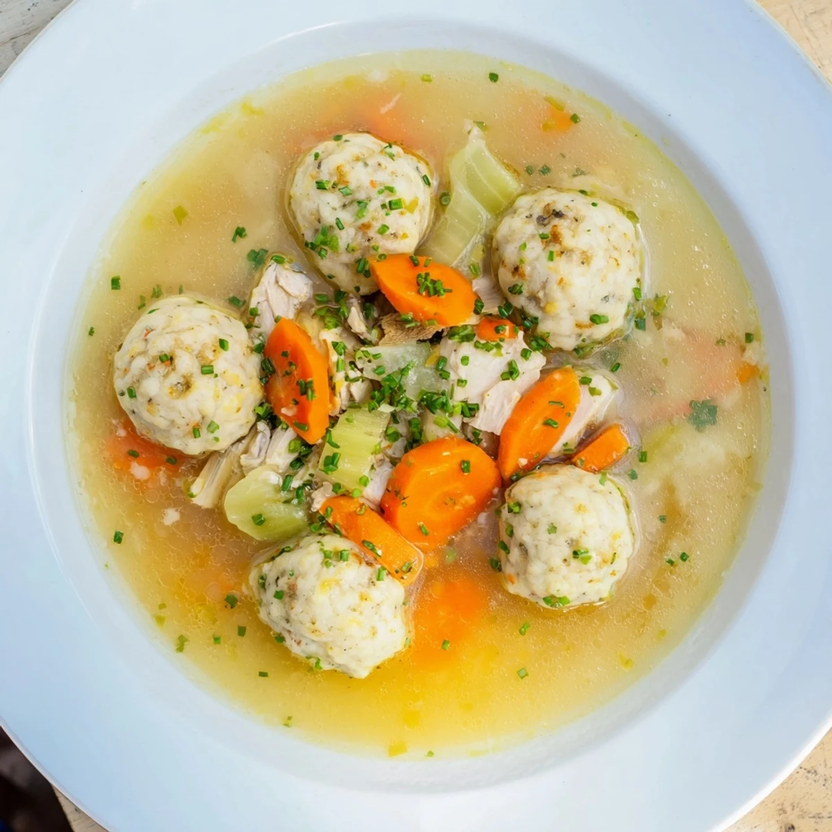 Nut-Warm Homestyle Chicken and Dumplings showcasing fluffy dumplings atop a rich, savory chicken stew.