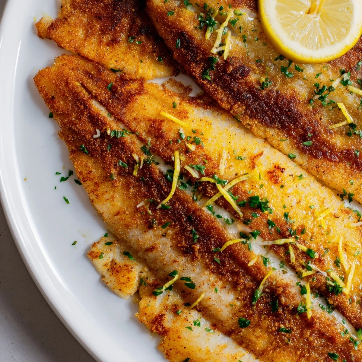 Golden, pan-seared Simple Fork-Friendly Lemon-Herb Tilapia with garlic, capers, and citrus; a flavorful main dish.