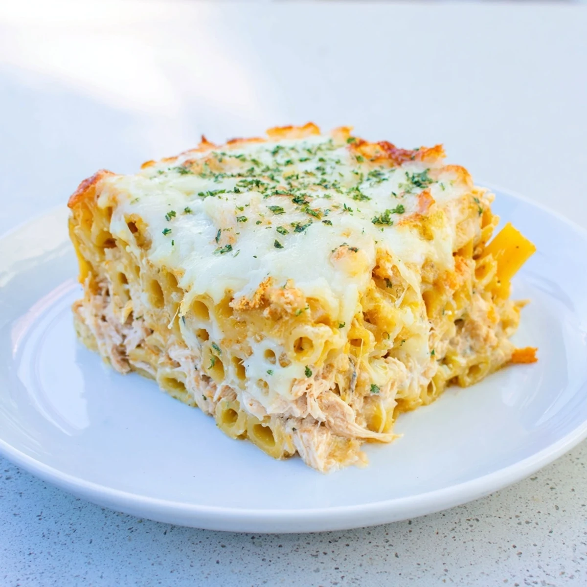 Hearty Moist Maker Pasta Casserole, a comforting baked dish with turkey and a perfect gravy soak, ready to enjoy.