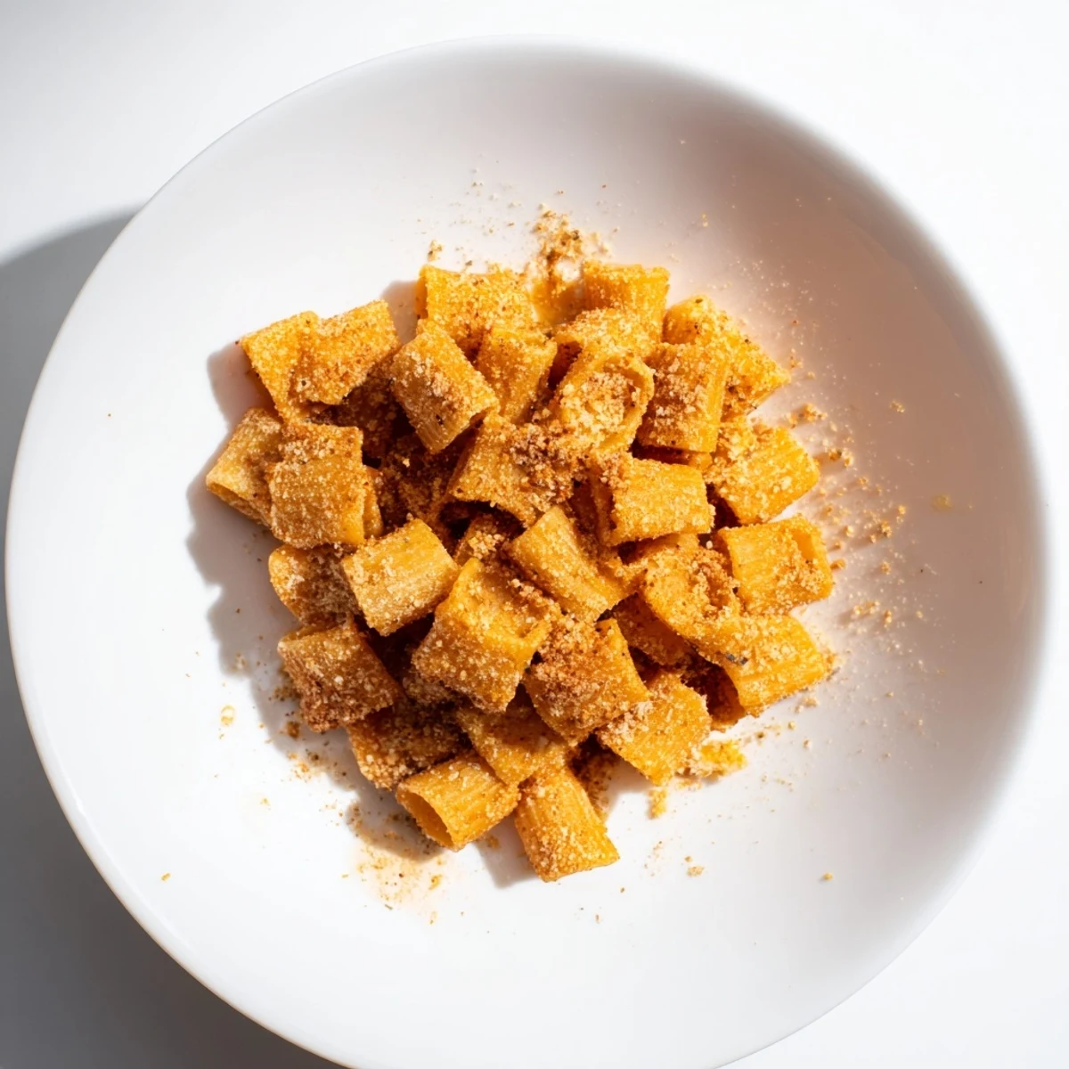 Golden-brown air fryer pasta croutons, perfect for topping a Caesar salad and adding a satisfying crunch.