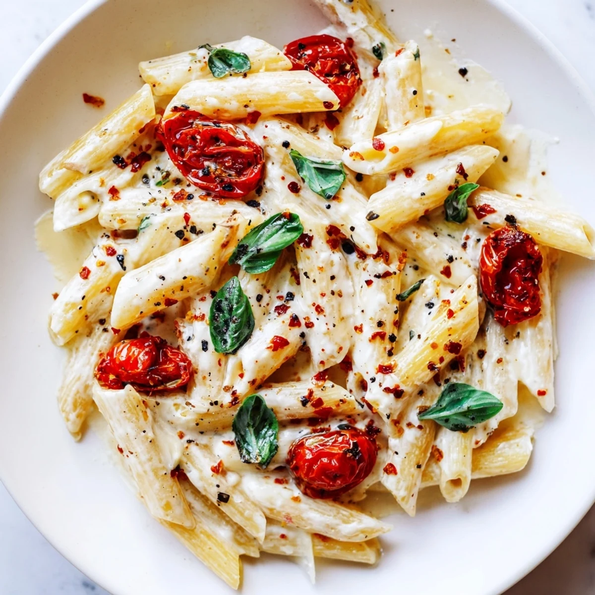 Baked Boursin Cheese Pasta with roasted tomatoes, a creamy and vibrant vegetarian main dish.