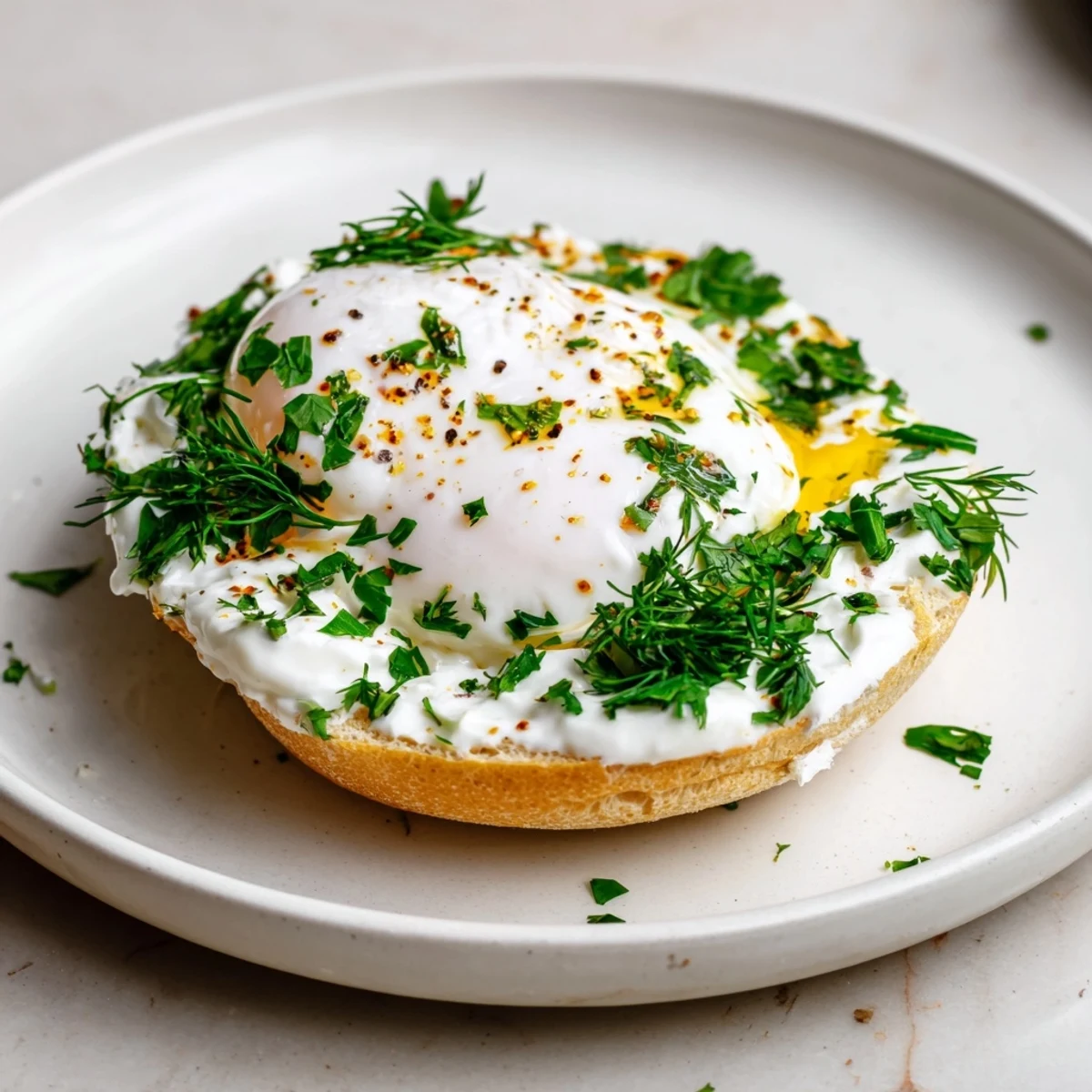 Çılbır Eggs Benedict brunch: Perfectly poached eggs atop savory yogurt and toasted English muffins.