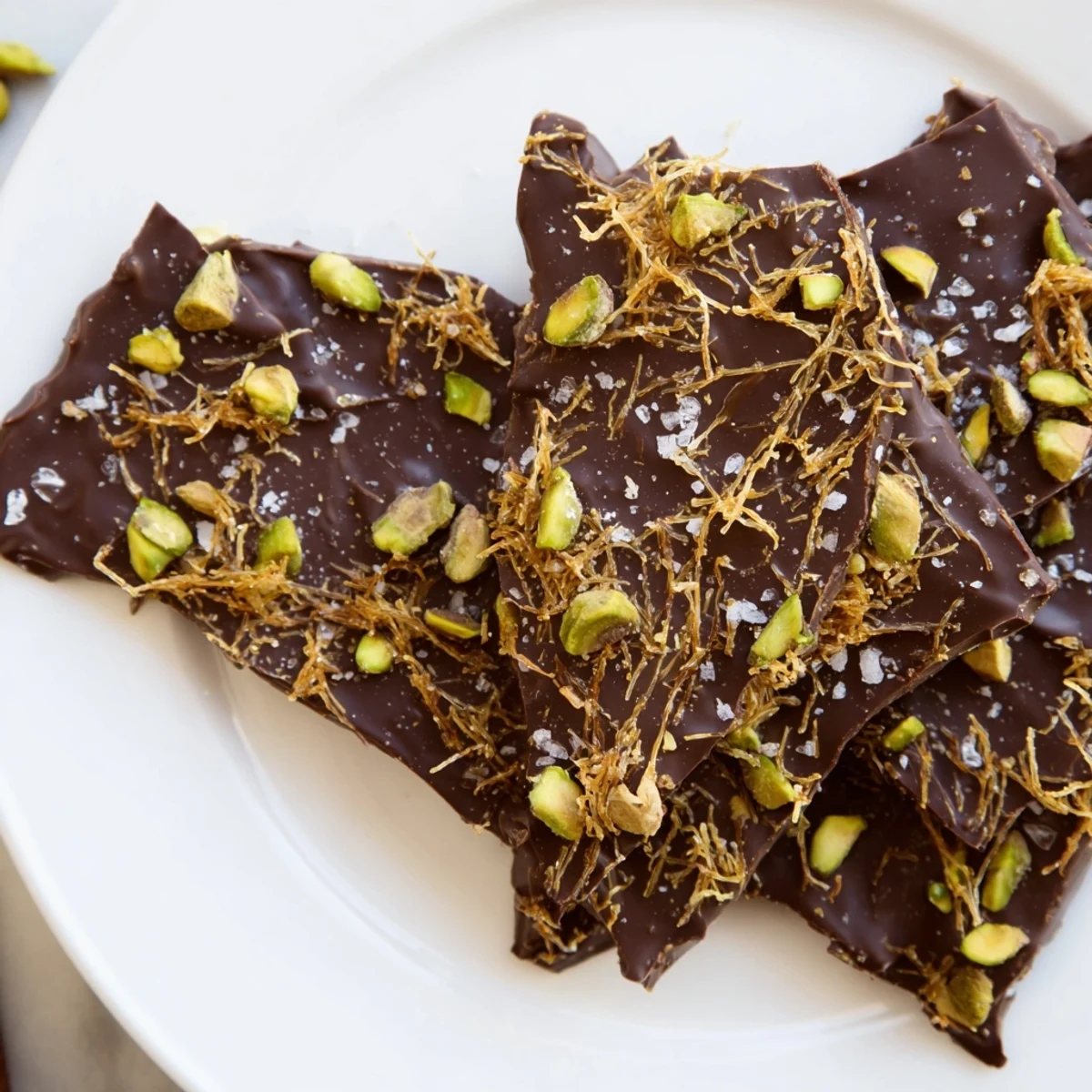 Crispy kataifi's sweetness meets rich dark chocolate in this beautiful Kataifi Chocolate Crunch Bark.