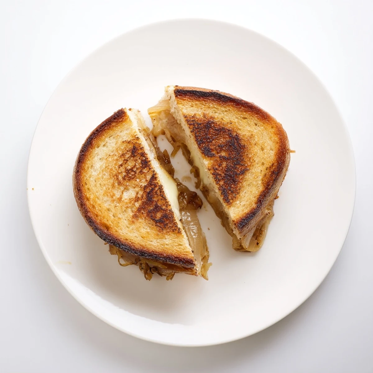 Served on a rustic wooden board, this Caramelized Onion & Gruyère Grilled Cheese pairs perfectly with a fresh green salad.