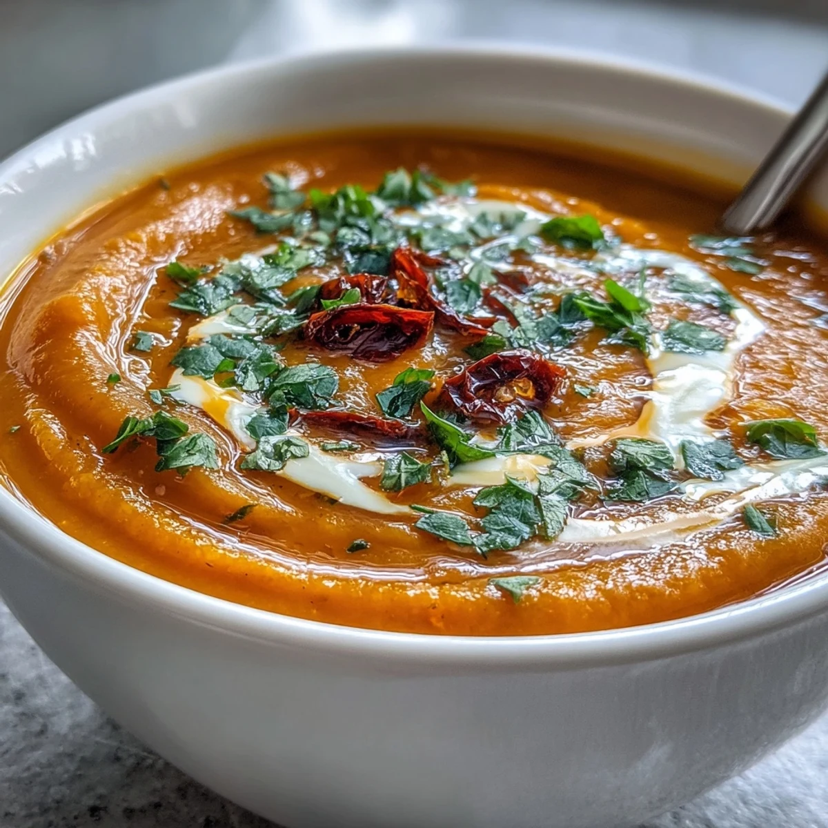 Vibrant Carrot Celeriac Chilli Soup, a hearty vegan dish perfect for a cozy meal.