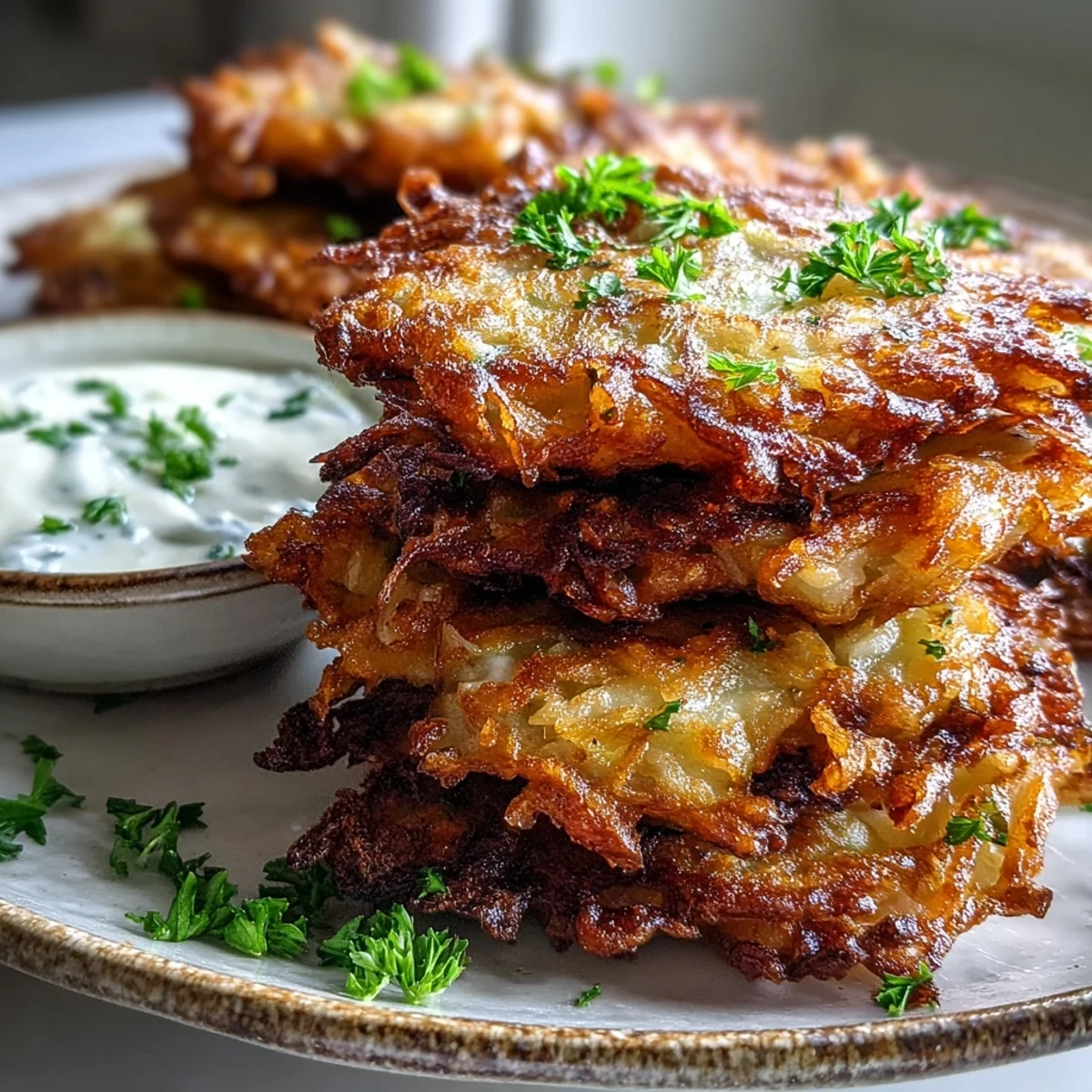 Delicious Cabbage Fritters with Dipping Sauce served warm as an easy vegetarian appetizer or snack.