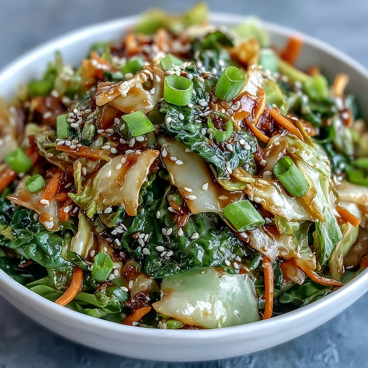 Fragrant garlic and ginger sizzle in a hot wok, tossing thinly sliced cabbage with bright red chili paste in this Hot and Sour Cabbage stir-fry.