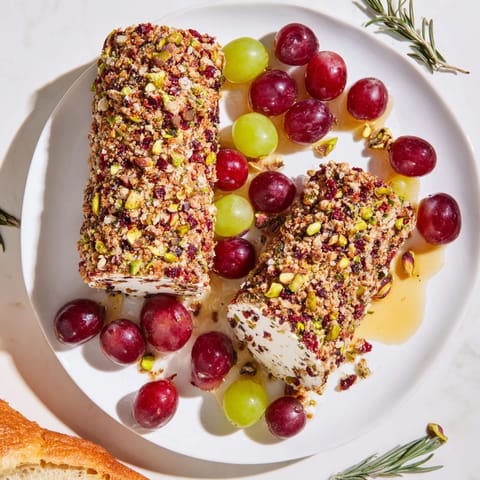 A visually appealing arrangement of cranberry goat cheese logs, perfect for easy entertaining with fresh ingredients.