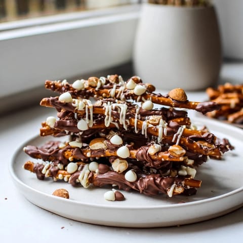 Crispy layers of salty pretzels and rich chocolate define these delicious Chocolate Covered Pretzel Stick Stacks.