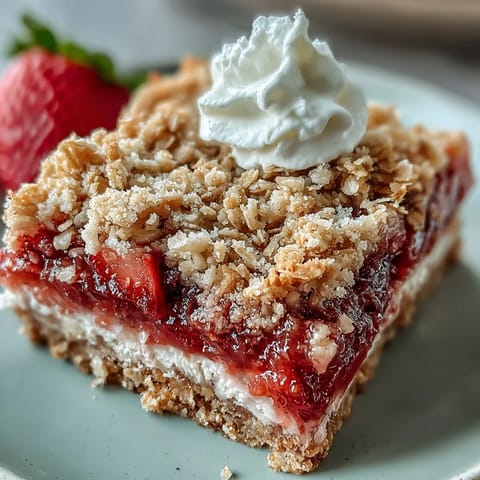Strawberry Rhubarb Crumble Bars #267
