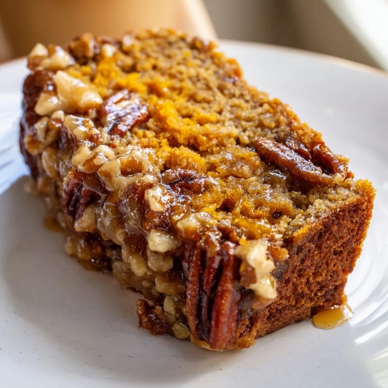 Fluffy, golden-brown Weekend Cabin-Style Sweet Potato and Pecan Loaf, ready to serve with butter.