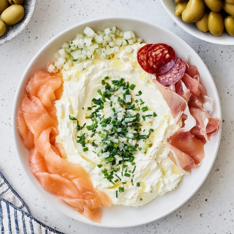 The visually stunning "Compass Rose" features colorful meats surrounding a creamy dip, perfect for sharing.