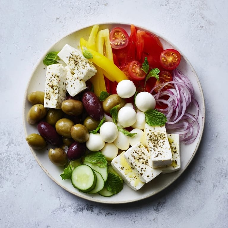This gorgeous The Sun-Drenched Patio platter offers a delightful array of Mediterranean flavors and textures.