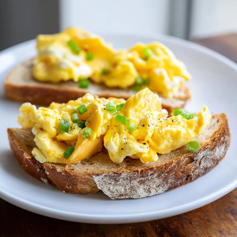 Perfectly toasted bread cradles fluffy scrambled eggs in this quick one-pan egg breakfast sandwich.