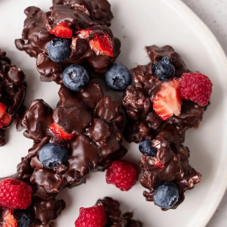 Rich dark chocolate covers each creamy chocolate yogurt cluster, perfectly frozen for a satisfying bite.