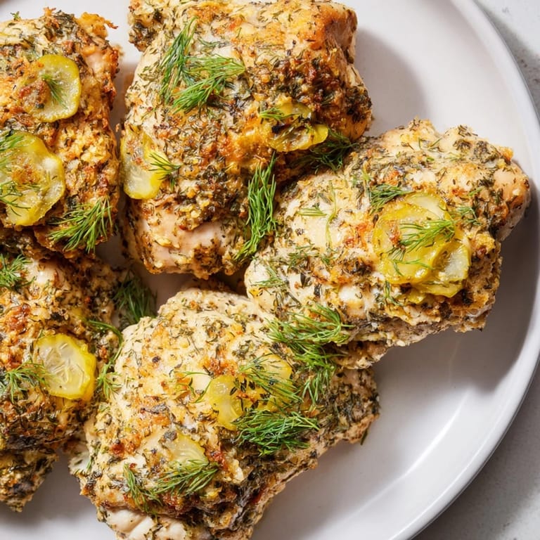 These juicy Pickle Ranch Chicken breasts are shown, offering a delicious, flavorful dinner idea.