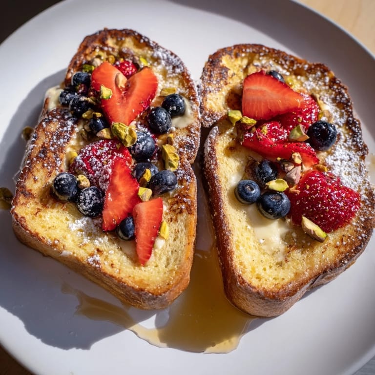 Close-up shot shows the perfect texture of baked custard toast, smelling of vanilla and fresh bread.