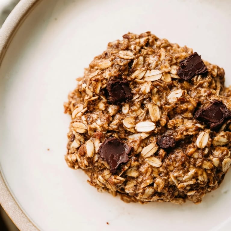 A plate of freshly baked chocolate oatmeal breakfast cookies, featuring a tender, soft, cake-like texture.