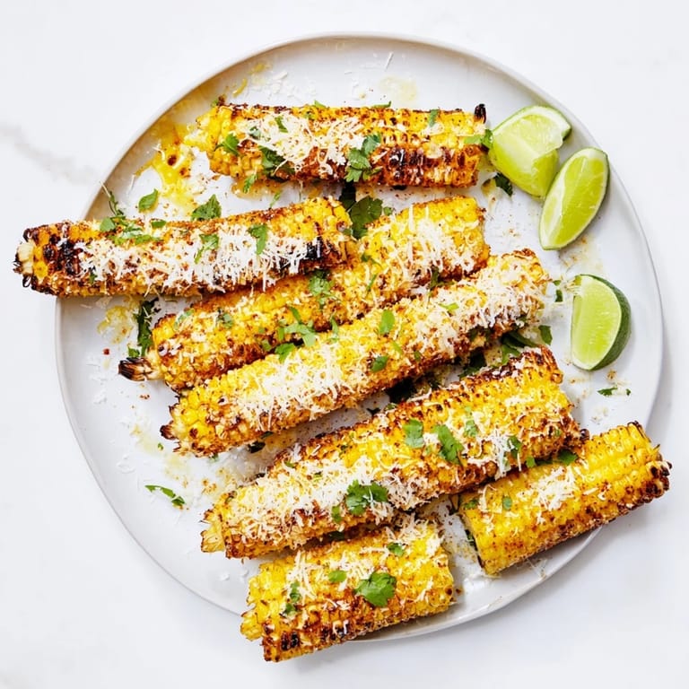 Close-up of crispy, spiced Cheesy Corn Ribs topped with bubbling cheese, highlighting their golden, crunchy edges.  