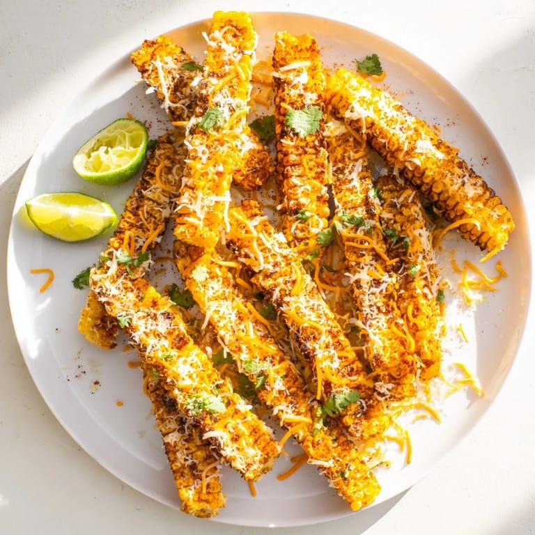 Appetizing Cheesy Corn Ribs on a baking sheet, garnished with cilantro and Parmesan, ready to be served.