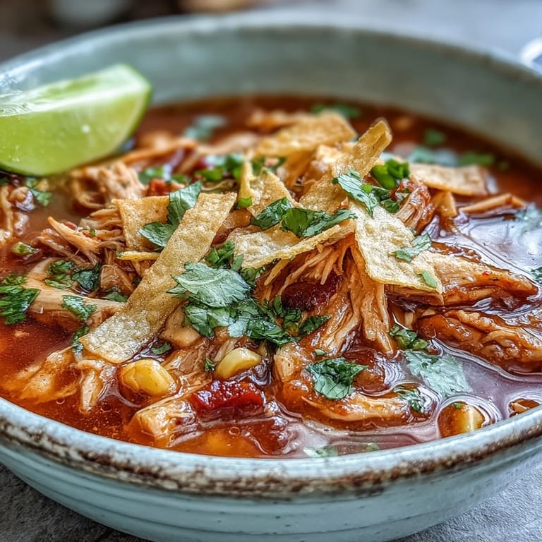 Steaming Best Chicken Tortilla Soup features lime, cilantro, and avocado slices in a rustic bowl.