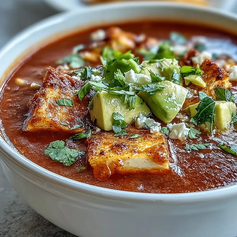 A steaming bowl of Sopa Azteca garnished with lime wedges, avocado, and cilantro, ready for a flavorful dinner.