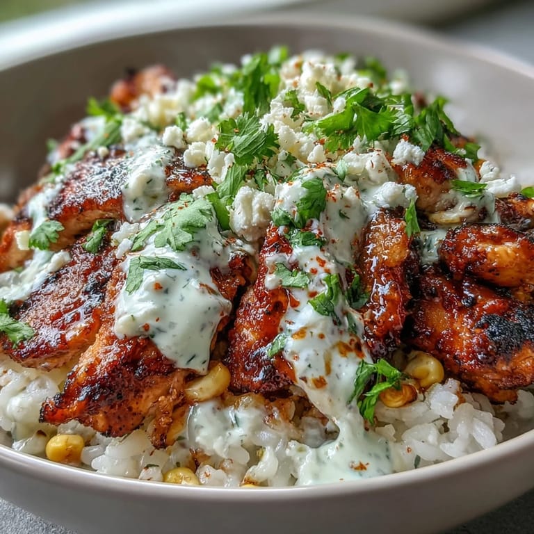 Served in colorful bowls, Street Corn Chicken and Rice Bowls feature lime wedges, fresh cilantro, and cotija cheese for a vibrant Mexican-inspired dinner.