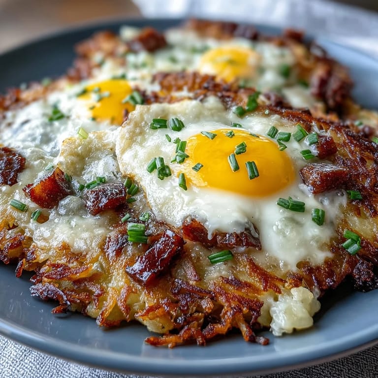 Savory Amish breakfast casserole loaded with crispy hash browns, fluffy eggs, and savory sausage, topped with melted cheddar and Swiss cheese.