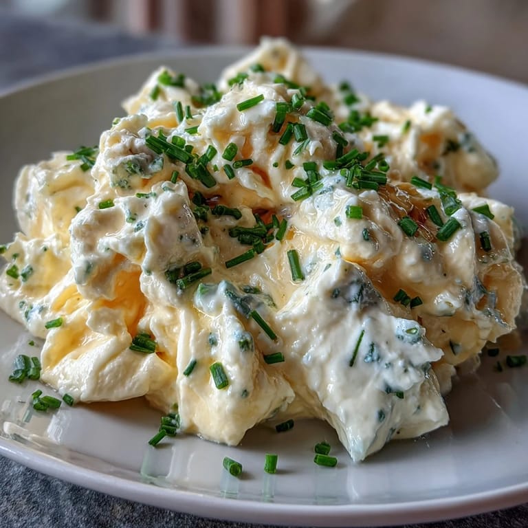 Fluffy cottage cheese scrambled eggs served in a skillet with a side of whole-grain toast.  