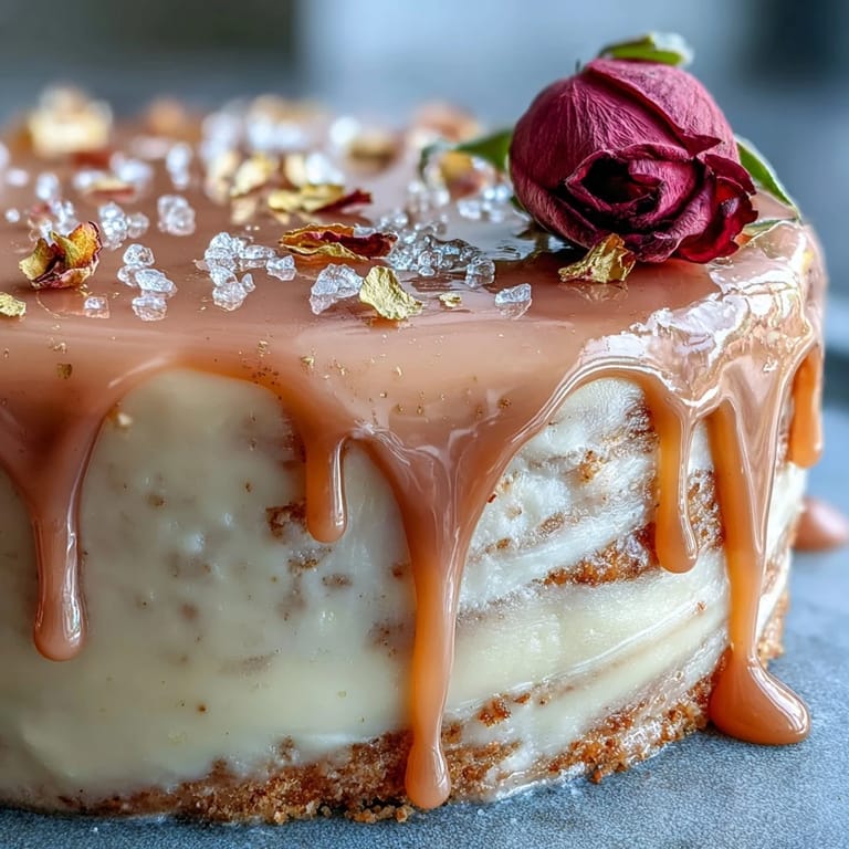 Taste this bridal shower rosé velvet cake adorned with a luxurious gold drip.