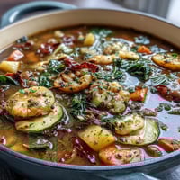 A steaming bowl of Soul Food Black-Eyed Pea and Collard Green Stew, rich with smoky flavors and tender greens.