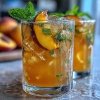 Refreshing iced peach green tea lemonade with vibrant green tea, sweet peach syrup, and tangy lemonade served over ice.  