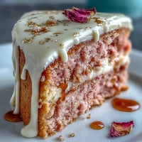 Stunning Bridal Shower Rosé Velvet Cake with shimmering gold drip.